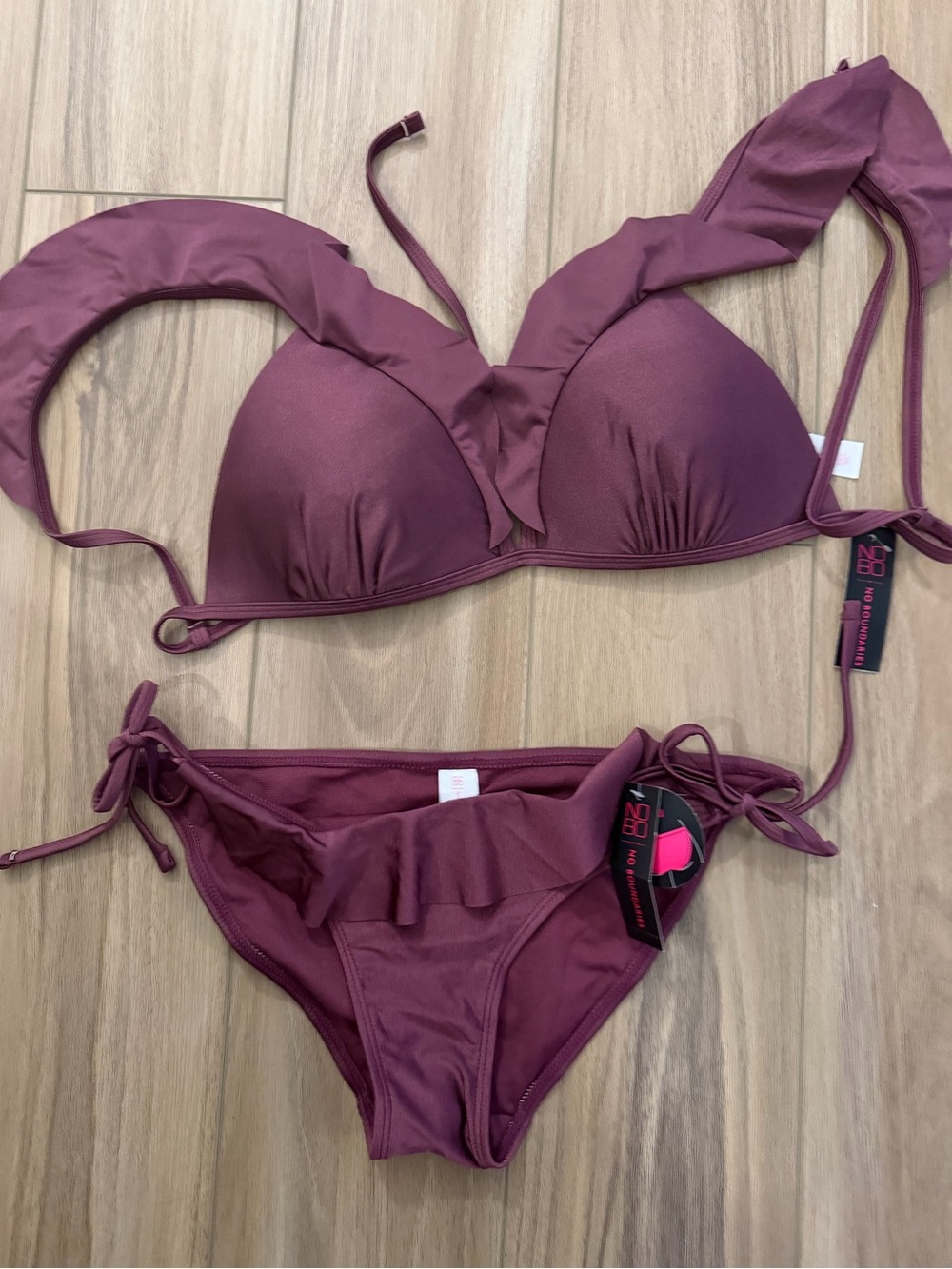 No Boundaries Ruffle Bikini Set in Plum